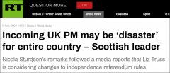 苏格兰首席大臣：按竞选方式执政她将成英国“灾难”